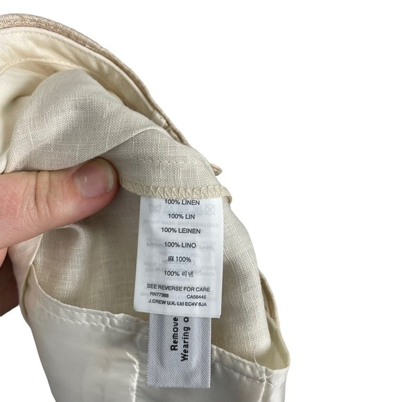 NWT J. Crew Ivory Bronze Metallic 100% Linen Garden Pants - Picture 8 of 8